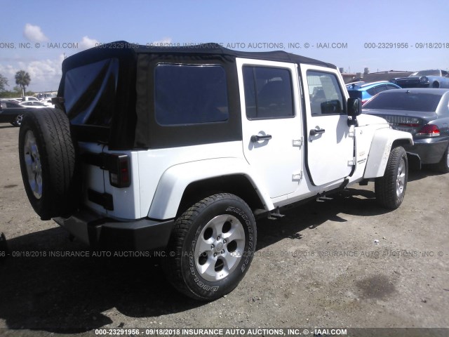 1C4HJWEG1EL198036 - 2014 JEEP WRANGLER UNLIMITE SAHARA WHITE photo 4