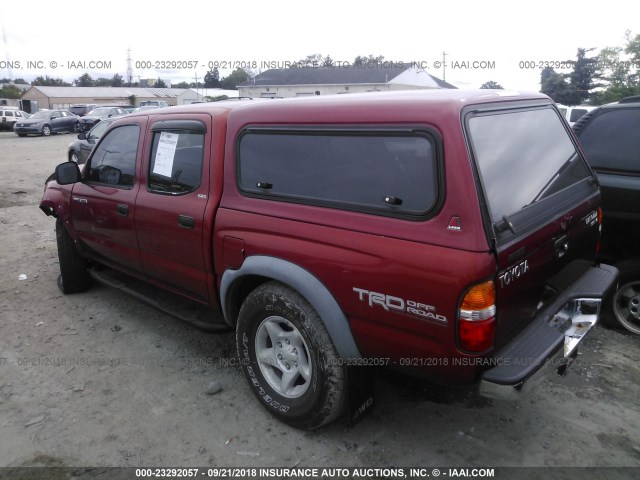 5TEHN72NX1Z877960 - 2001 TOYOTA TACOMA DOUBLE CAB RED photo 3