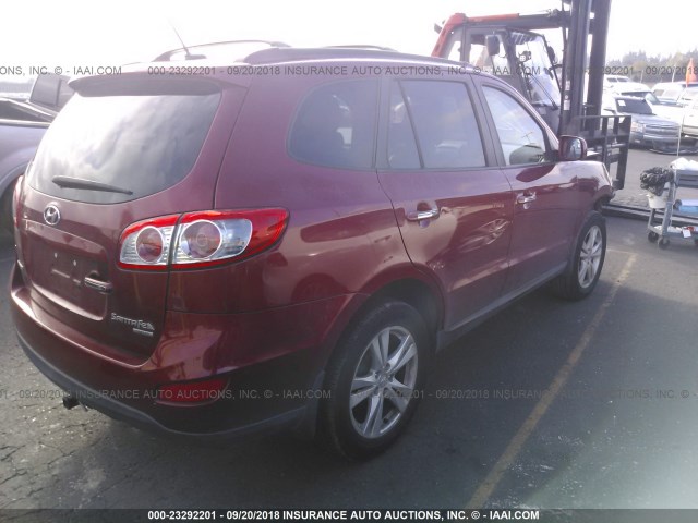 5NMSK4AG4AH373629 - 2010 HYUNDAI SANTA FE LIMITED RED photo 4