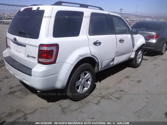 1FMCU59399KA99667 - 2009 FORD ESCAPE HYBRID WHITE photo 4