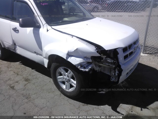 1FMCU59399KA99667 - 2009 FORD ESCAPE HYBRID WHITE photo 6