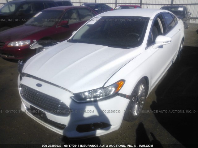 3FA6P0D9XDR186091 - 2013 FORD FUSION TITANIUM WHITE photo 2