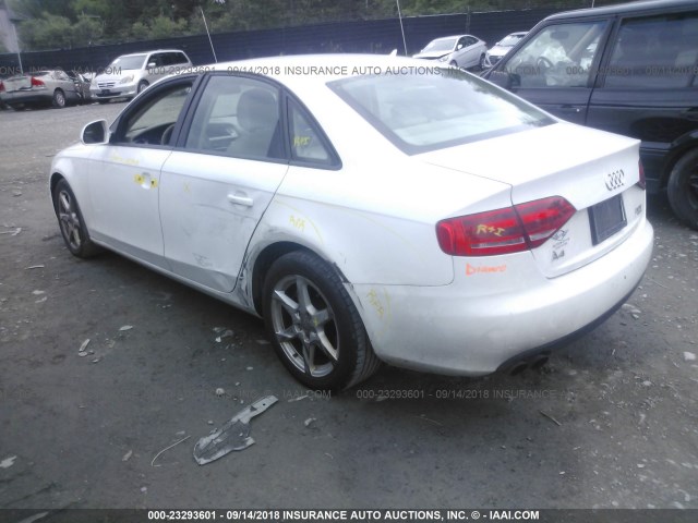 WAULF78K79A125592 - 2009 AUDI A4 2.0T QUATTRO WHITE photo 3