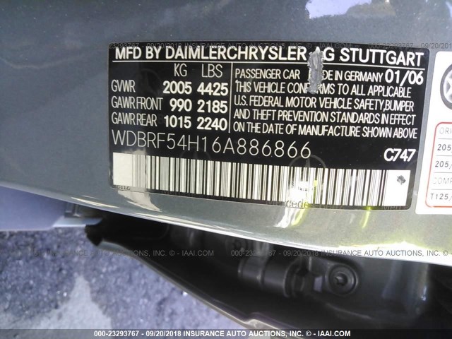 WDBRF54H16A886866 - 2006 MERCEDES-BENZ C GENERATION 2006 280 BLUE photo 9