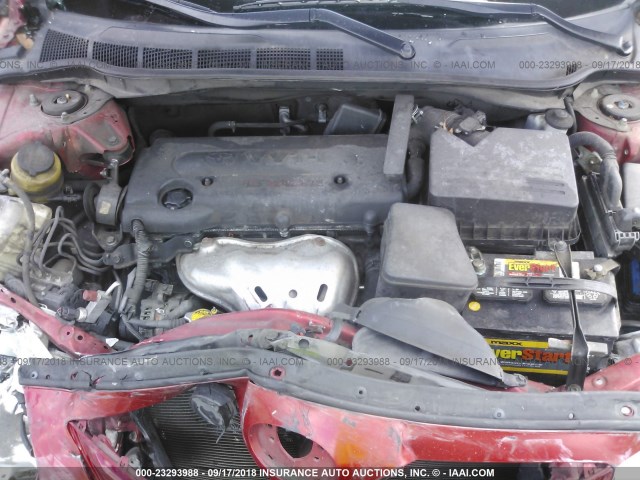 4T1BE46K78U205518 - 2008 TOYOTA CAMRY CE/LE/XLE/SE RED photo 10