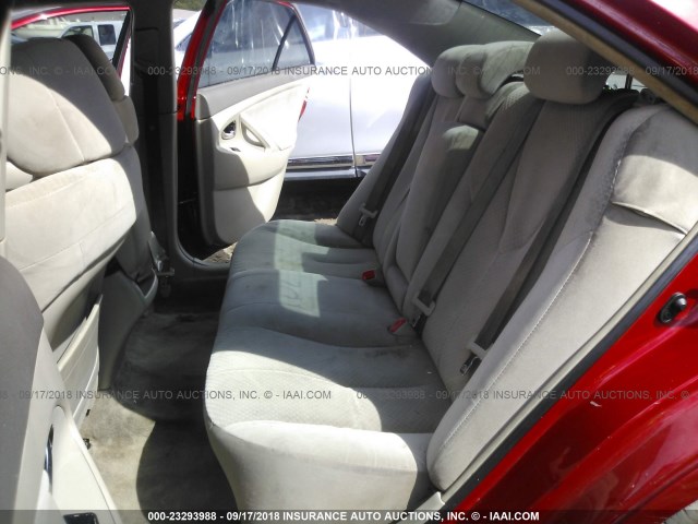 4T1BE46K78U205518 - 2008 TOYOTA CAMRY CE/LE/XLE/SE RED photo 8