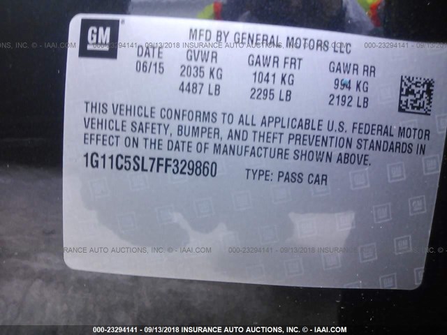 1G11C5SL7FF329860 - 2015 CHEVROLET MALIBU 1LT BLACK photo 9