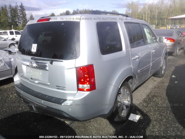 5FNYF4H95DB054249 - 2013 HONDA PILOT TOURING SILVER photo 4