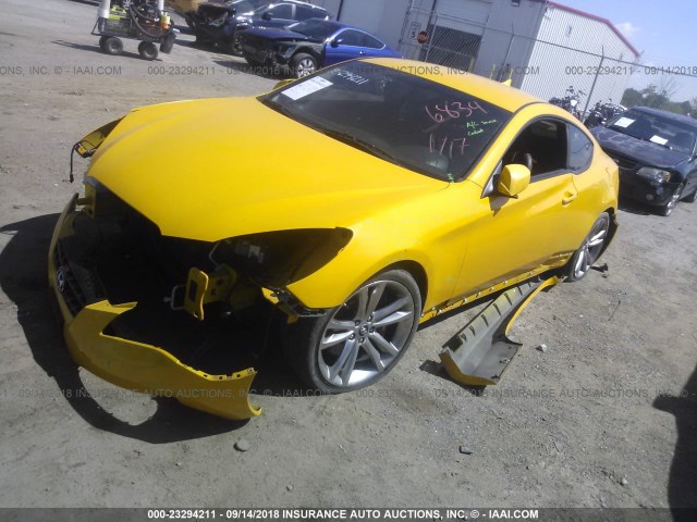 KMHHU6KH7BU046834 - 2011 HYUNDAI GENESIS COUPE 3.8L YELLOW photo 2