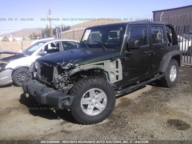 1J4BA3H13AL142874 - 2010 JEEP WRANGLER UNLIMITE SPORT GREEN photo 2