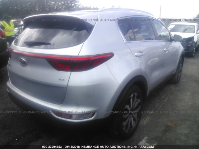 KNDPNCAC7H7084458 - 2017 KIA SPORTAGE EX SILVER photo 4