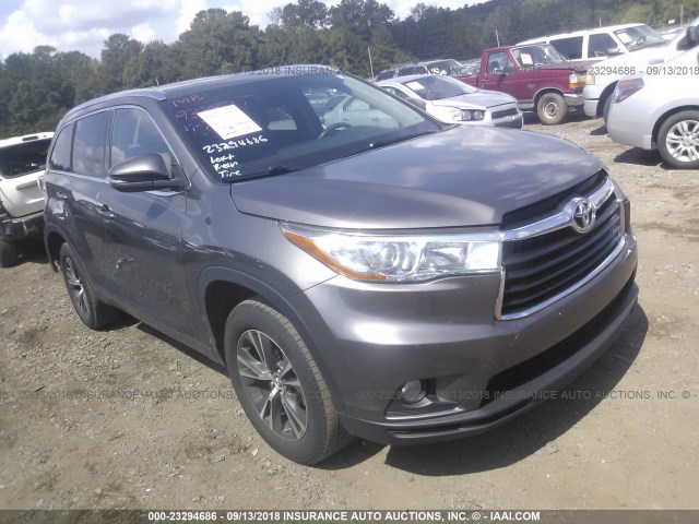 5TDKKRFH0GS125592 - 2016 TOYOTA HIGHLANDER XLE ნაცრისფერი ფოტო 1