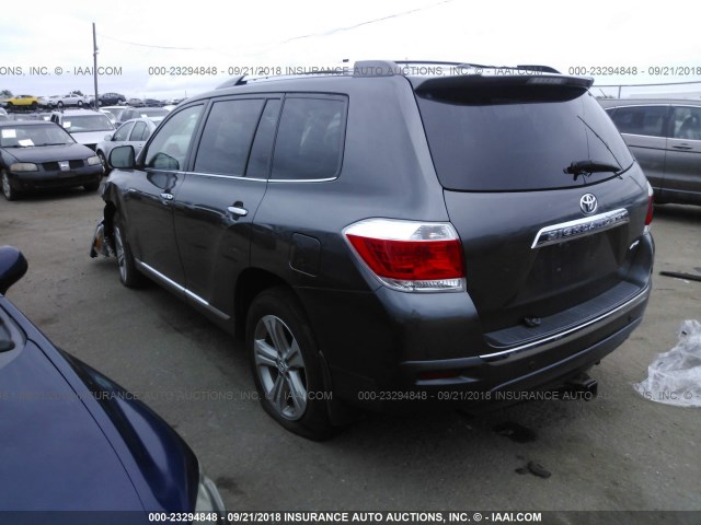 5TDDK3EH0CS106199 - 2012 TOYOTA HIGHLANDER LIMITED GRAY photo 3