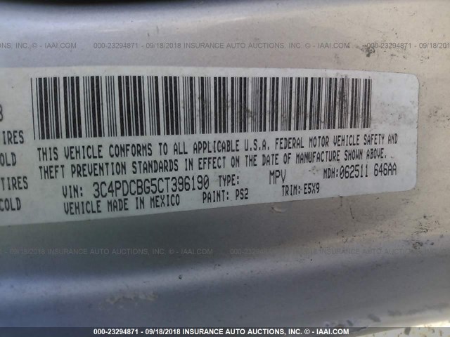 3C4PDCBG5CT396190 - 2012 DODGE JOURNEY SXT SILVER photo 9