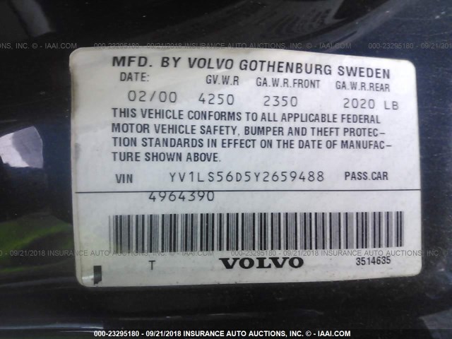 YV1LS56D5Y2659488 - 2000 VOLVO S70 GLT/SE BLUE photo 9