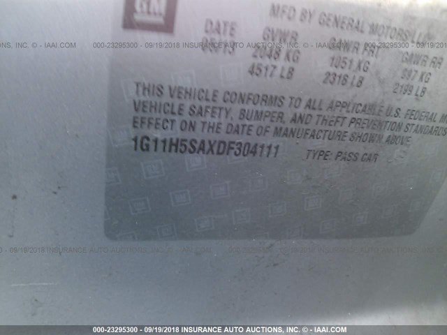 1G11H5SAXDF304111 - 2013 CHEVROLET MALIBU LTZ 灰色 照片 9