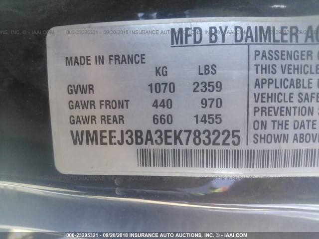 WMEEJ3BA3EK783225 - 2014 SMART FORTWO PURE/PASSION WHITE photo 9