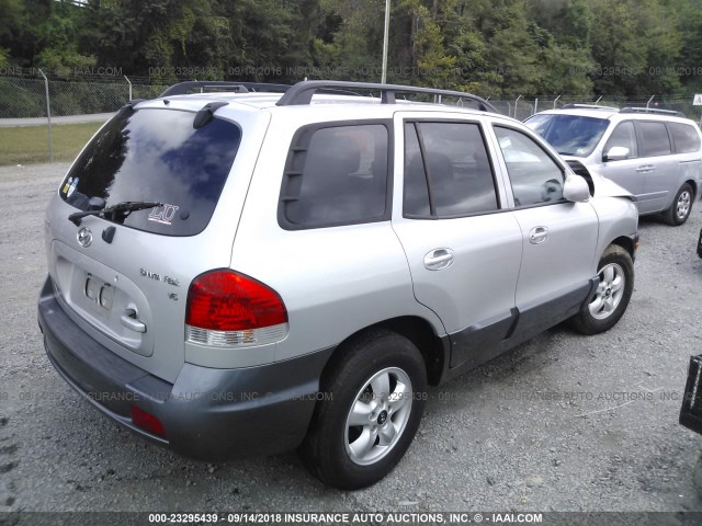 KM8SC13D05U989823 - 2005 HYUNDAI SANTA FE GLS/LX SILVER photo 4