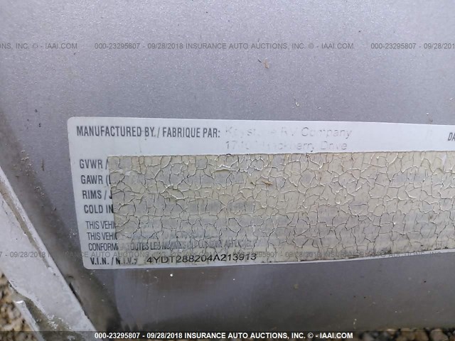 4TDT288204A213913 - 2004 KEYSTONE SPRINTER თეთრი ფოტო 9