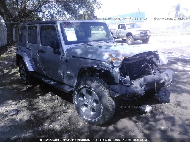 1C4HJWEG2JL922150 - 2018 JEEP WRANGLER UNLIMITED SAHARA GRAY photo 1