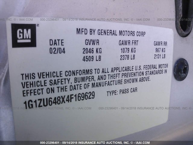 1G1ZU648X4F169629 - 2004 CHEVROLET MALIBU MAXX LT SILVER photo 9