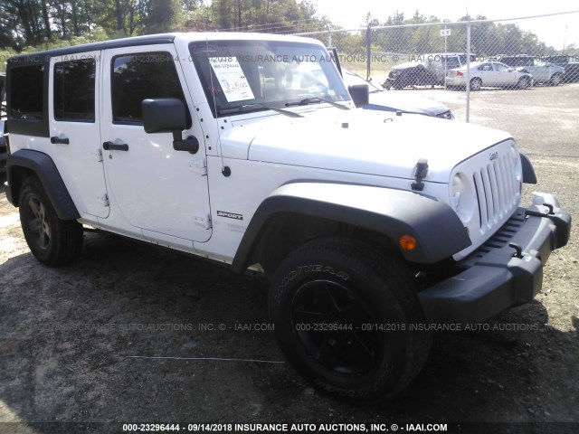 1C4BJWDG1DL637340 - 2013 JEEP WRANGLER UNLIMITE SPORT WHITE photo 1