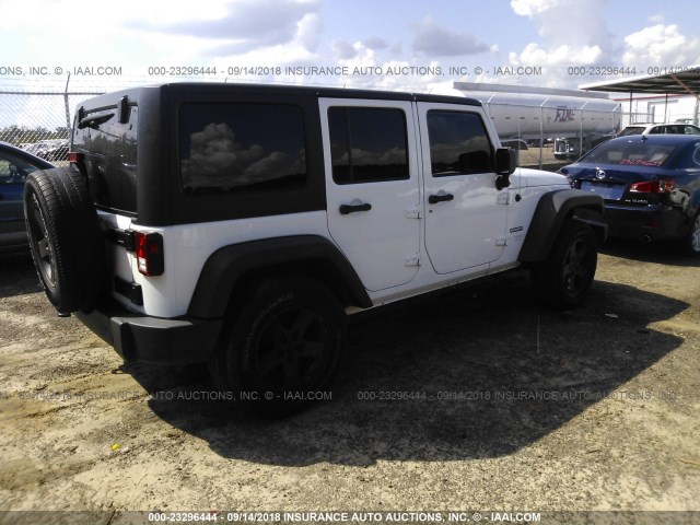 1C4BJWDG1DL637340 - 2013 JEEP WRANGLER UNLIMITE SPORT WHITE photo 4