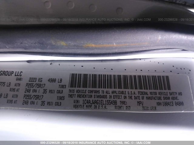 1C4AJWAG1EL155498 - 2014 JEEP WRANGLER SPORT WHITE photo 9