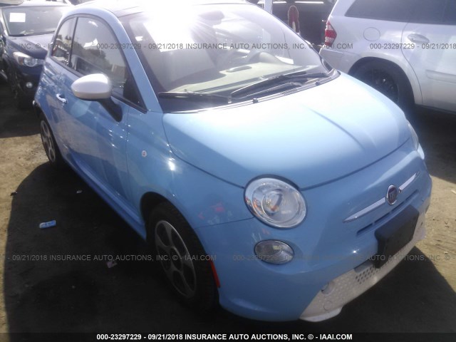 3C3CFFGE5FT709801 - 2015 FIAT 500 ELECTRIC Light Blue photo 1