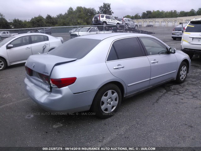 1HGCM56415A192024 - 2005 HONDA ACCORD LX SILVER photo 4