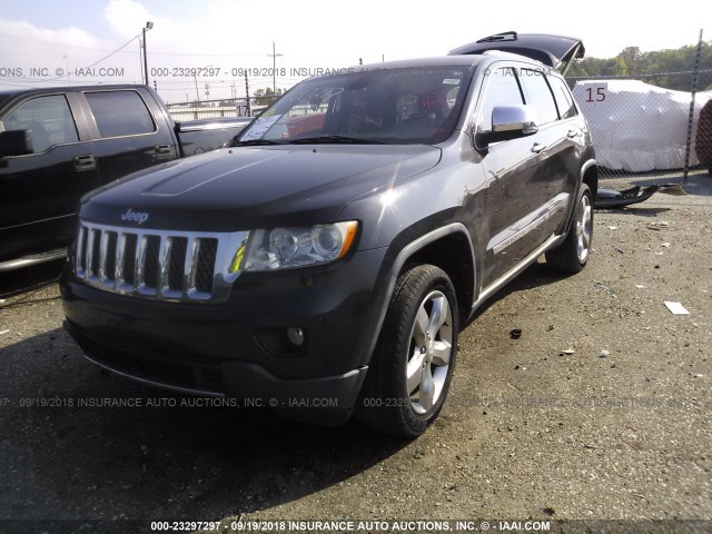 1J4RS6GT2BC588435 - 2011 JEEP GRAND CHEROKEE OVERLAND GRAY photo 2