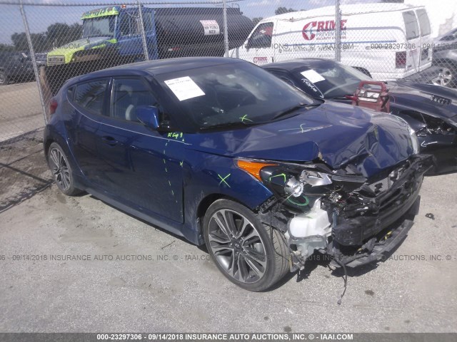 KMHTC6AE3GU296311 - 2016 HYUNDAI VELOSTER TURBO BLUE photo 1