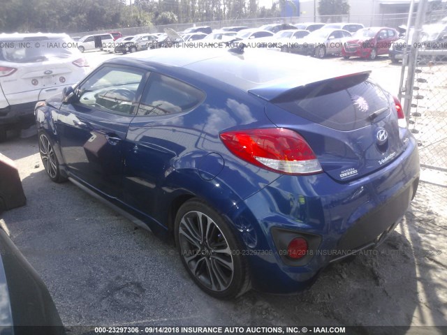 KMHTC6AE3GU296311 - 2016 HYUNDAI VELOSTER TURBO BLUE photo 3