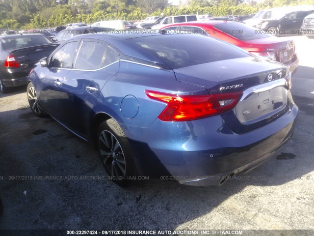 1N4AA6AP5HC390822 - 2017 NISSAN MAXIMA 3.5S/SV/SL/SR/PLAT BLUE photo 3