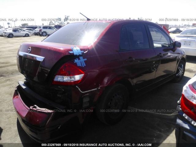 3N1BC1AP8BL465622 - 2011 NISSAN VERSA S/SL RED photo 4