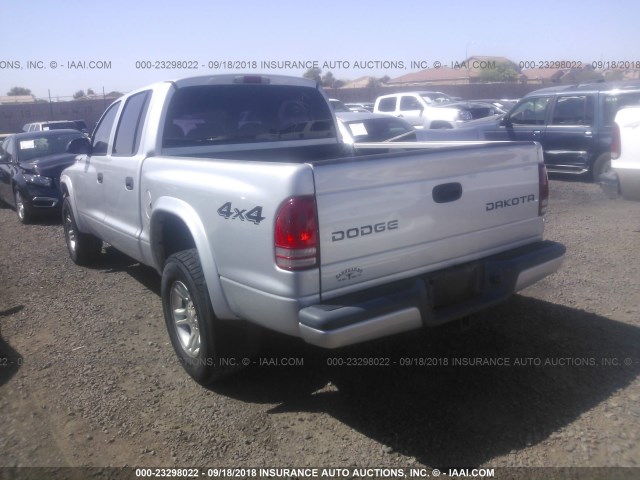 1D7HG38N74S501418 - 2004 DODGE DAKOTA QUAD SPORT SILVER photo 3