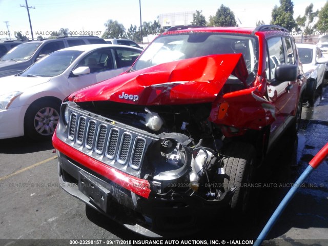 ZACCJAAH4HPE51359 - 2017 JEEP RENEGADE SPORT RED photo 2