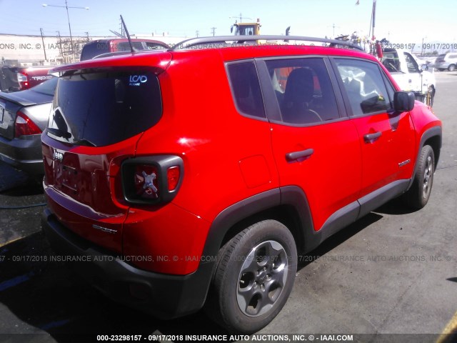 ZACCJAAH4HPE51359 - 2017 JEEP RENEGADE SPORT RED photo 4