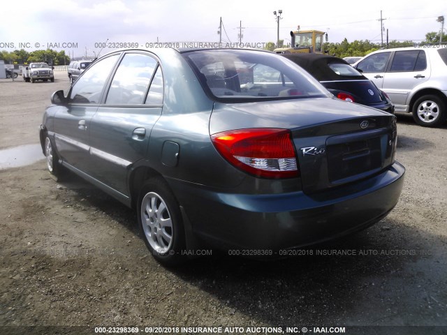 KNADC125836205894 - 2003 KIA RIO GREEN photo 3