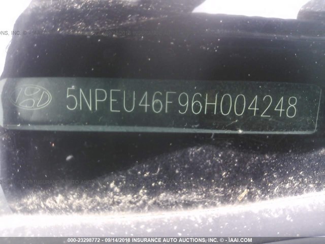 5NPEU46F96H004248 - 2006 HYUNDAI SONATA GLS/LX BLUE photo 9