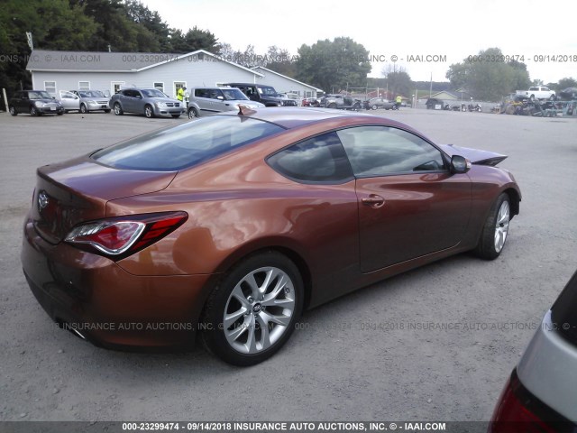 KMHHU6KJ7DU092072 - 2013 HYUNDAI GENESIS COUPE 3.8L ORANGE photo 4