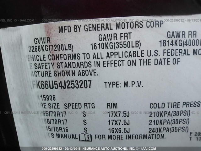 1GKFK66U54J253207 - 2004 GMC YUKON XL DENALI BURGUNDY photo 9