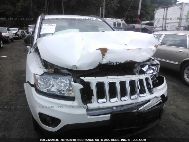 1C4NJDBB8CD621055 - 2012 JEEP COMPASS SPORT WHITE photo 6