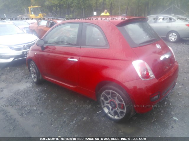 3C3CFFBR6CT187816 - 2012 FIAT 500 SPORT RED photo 3