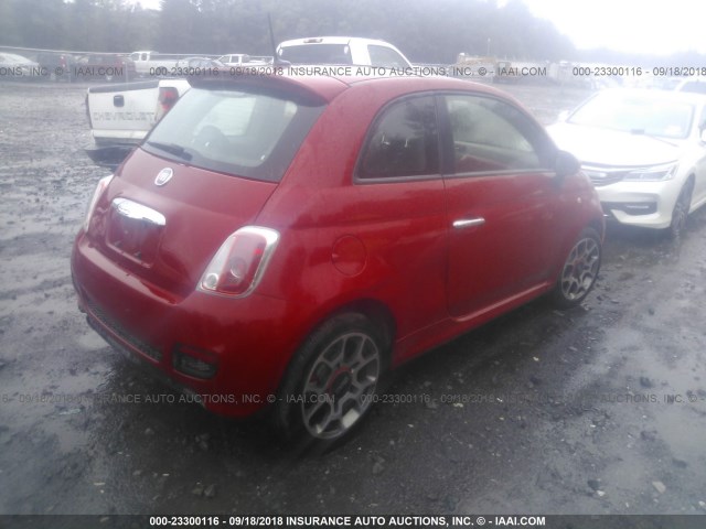 3C3CFFBR6CT187816 - 2012 FIAT 500 SPORT RED photo 4