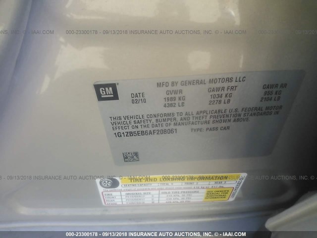 1G1ZB5EB6AF208061 - 2010 CHEVROLET MALIBU LS Qəhvəyi foto 9