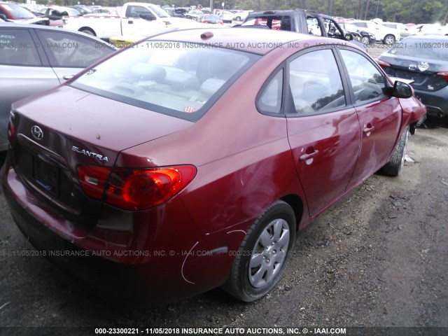 KMHDU46DX9U629581 - 2009 HYUNDAI ELANTRA GLS/SE RED photo 4