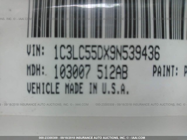 1C3LC55DX9N539436 - 2009 CHRYSLER SEBRING TOURING WHITE photo 9