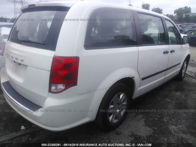 2C4RDGBG0DR541740 - 2013 DODGE GRAND CARAVAN SE WHITE photo 4