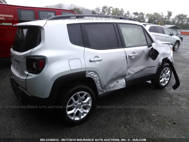 ZACCJBBB3JPH20067 - 2018 JEEP RENEGADE LATITUDE SILVER photo 4